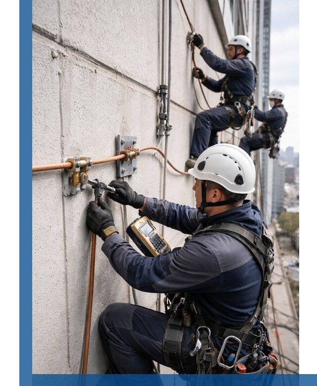 Монтаж системы заземления здания и молниезащиты в Устях-Лабинске