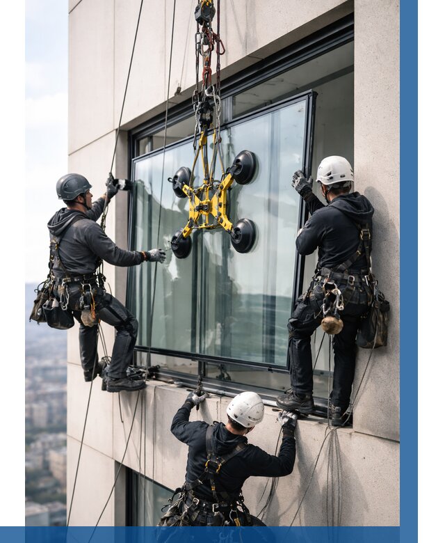 Монтаж стеклопакетов на высоте в Устях-Лабинске от 3269 р. | ВЫСОТНИК-Улб