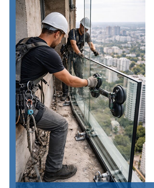 Монтаж стеклянных ограждений под ключ с гарантией в Устях-Лабинске