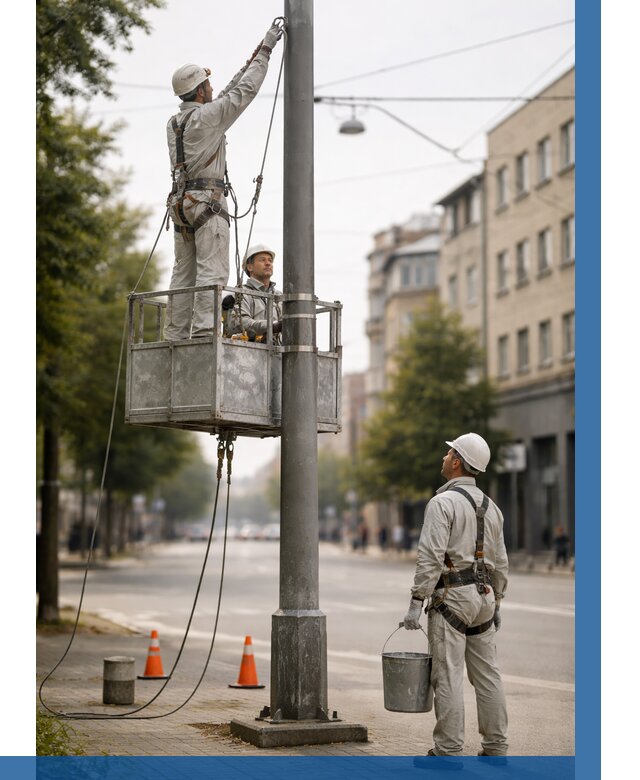 Покраска опор освещения в Устях-Лабинске от 5108 р. | ВЫСОТНИК-Улб