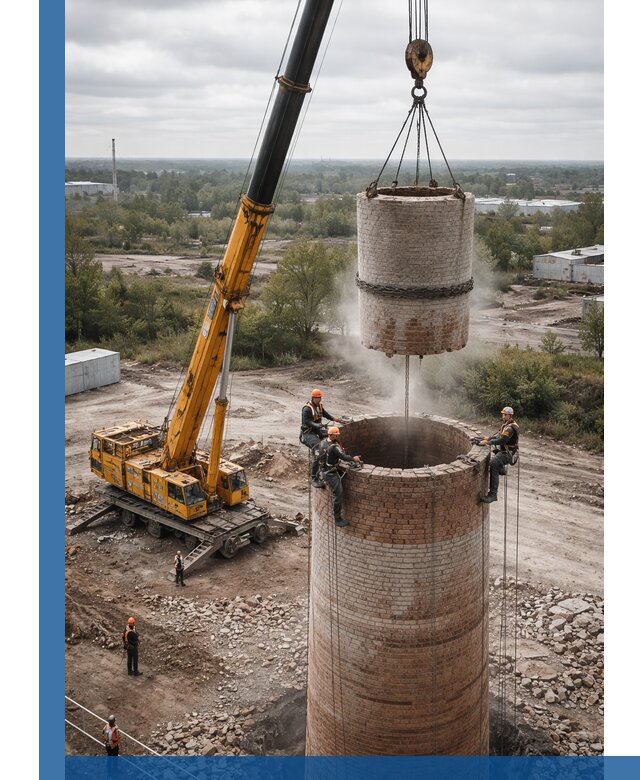 Демонтаж дымовой трубы в Устях-Лабинске с гарантиями безопасности