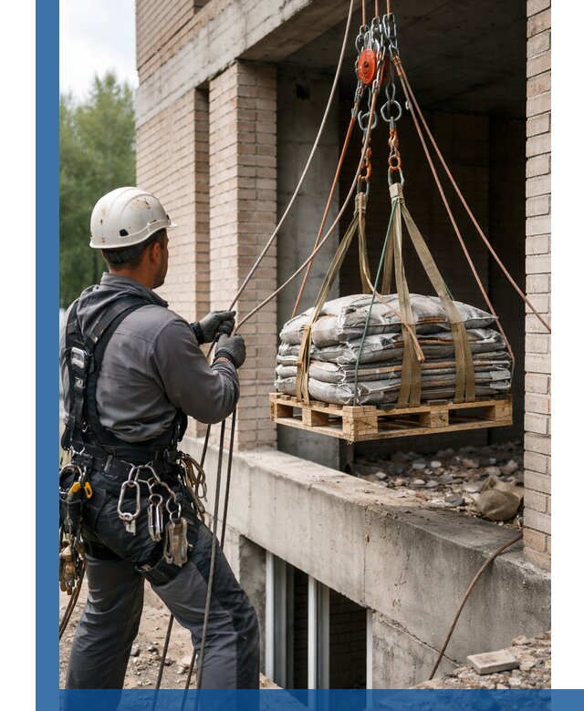 Подъем материалов на этаж веревками в Устях-Лабинске оперативно
