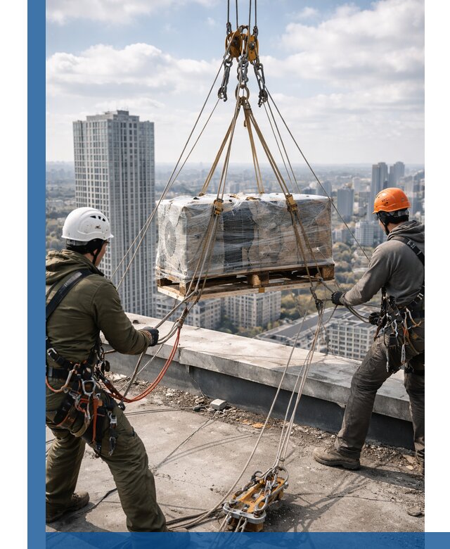 Подъем и монтаж крупногабаритных грузов на крышу в Устях-Лабинске