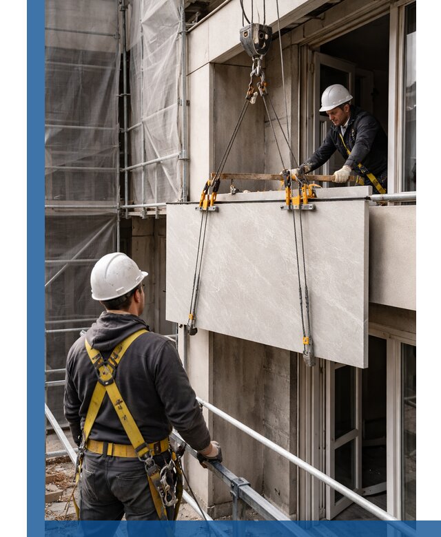 Подъем керамогранита на этаж в Устях-Лабинске грузчиками и техникой