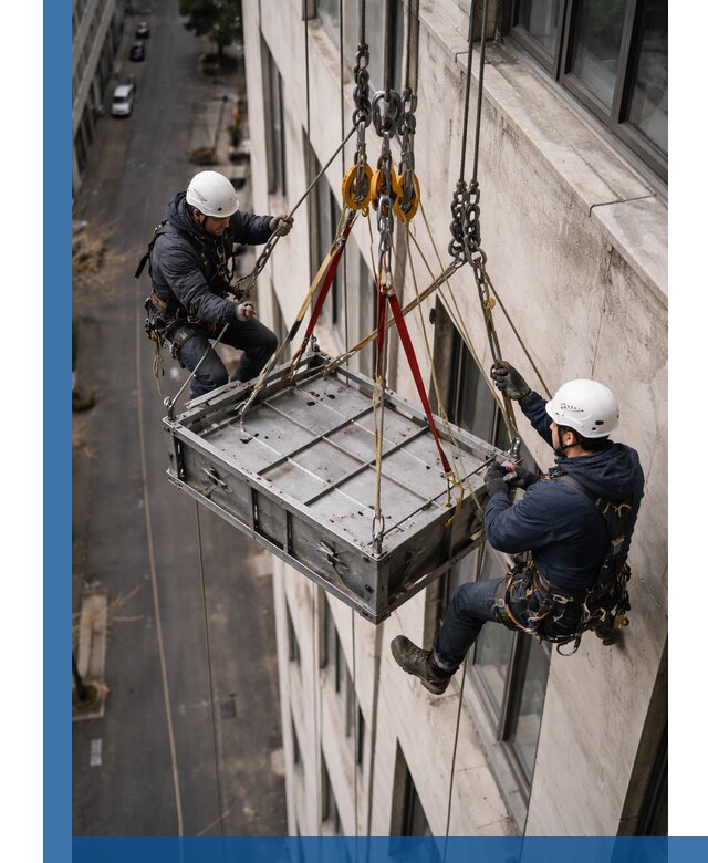 Спуск и подъем грузов по фасаду в Устях-Лабинске для зданий