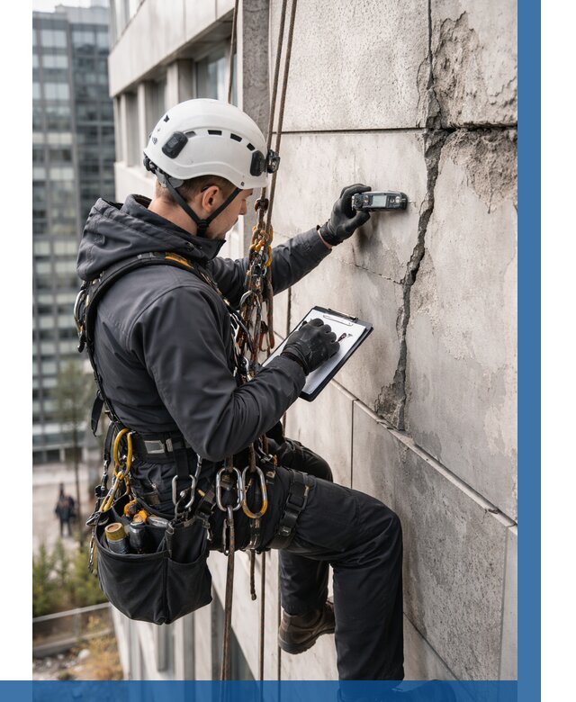 Обследование фасада альпинистами в Устях-Лабинске от 123 р. | ВЫСОТНИК-Улб