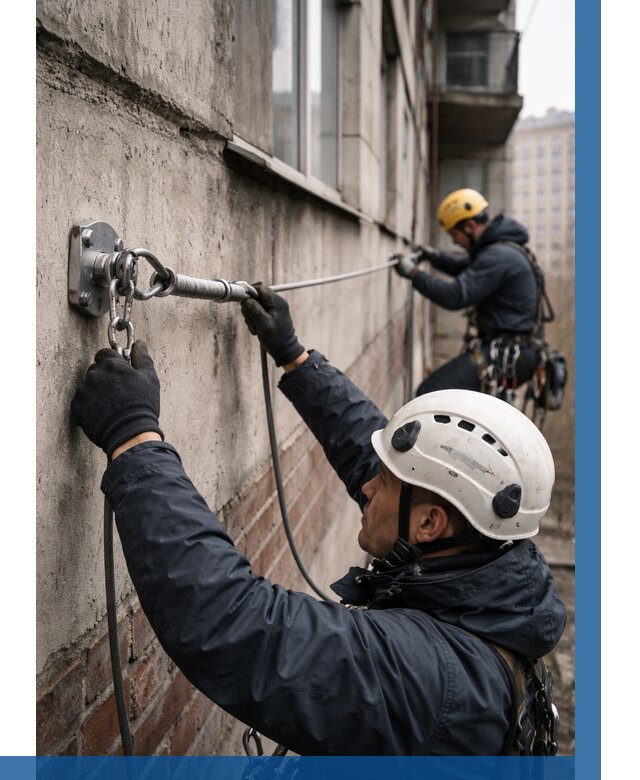 Монтаж анкерных линий в Устях-Лабинске от 3065 р. | ВЫСОТНИК-Улб