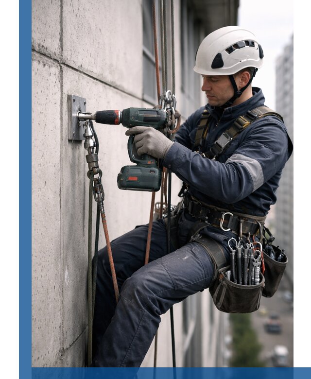 Установка анкерных точек для высотных работ в Устях-Лабинске